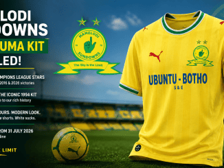 Mamelodi Sundowns 2026 Puma kit unveiled, featuring the new yellow home jersey with two CAF Champions League stars and the iconic club crest