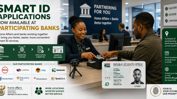 South African Smart ID application with images of participating banks