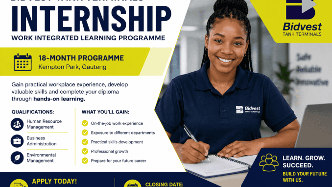 Bidvest Tank Work Integrated Learning Internship
