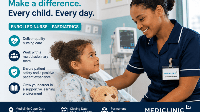 Mediclinic is hiring an Enrolled Nurse in Cape Town
