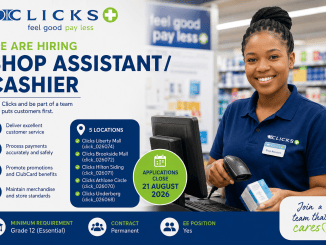 Clicks Shop Assistant / Cashier vacancy