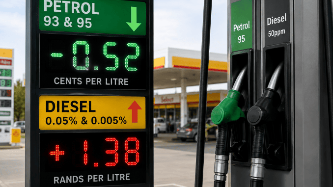 South Africa's fuel prices to change Wednesday