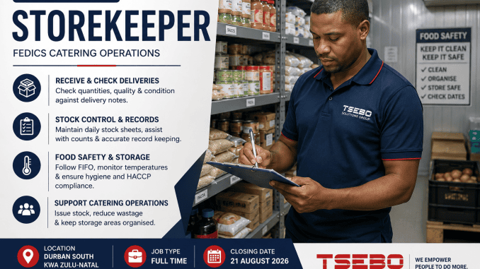 Storekeeper vacancy