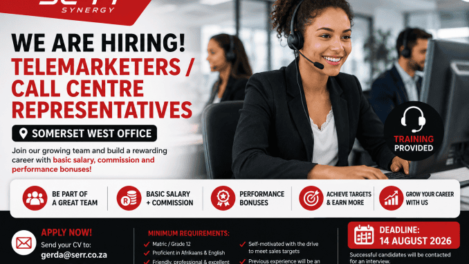 Telemarketers / Call Centre Representatives vacancies at Serr Synergy