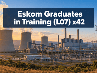 Eskom power station and electricity transmission infrastructure at sunrise for the Graduates in Training programme.