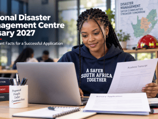 South African student applying for the National Disaster Management Centre Bursary 2027 on a laptop.