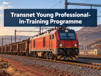 Transnet freight train carrying iron ore near Sishen for the Young Professional-in-Training Programme.